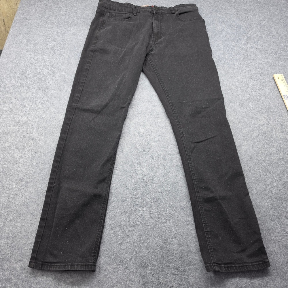 Hudson & Barrow Mens Black Denim Jeans Straight Leg Pants Size 34x30